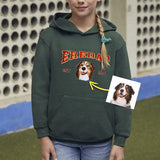 Custom Dog Hoodie Embroidered Dog Name, Personalized Pet Face Sweatshirt, Varsity Style Hoodie- Varsity Colorful Design