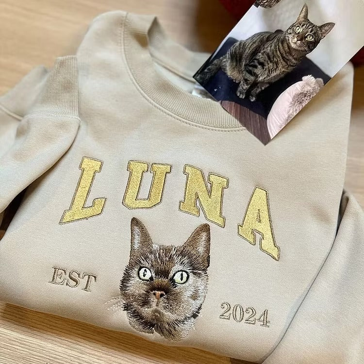 Personalized Embroidered Pet Face and Name Est Sweatshirt Keepsake Gift for Pet Lovers - Furr and Family