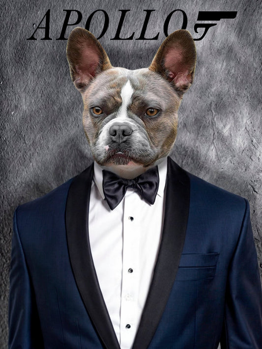 James Bond Tuxedo – Custom Pet Portrait | 007 - Inspired Pet Art - 1 Pet - Furr and Family