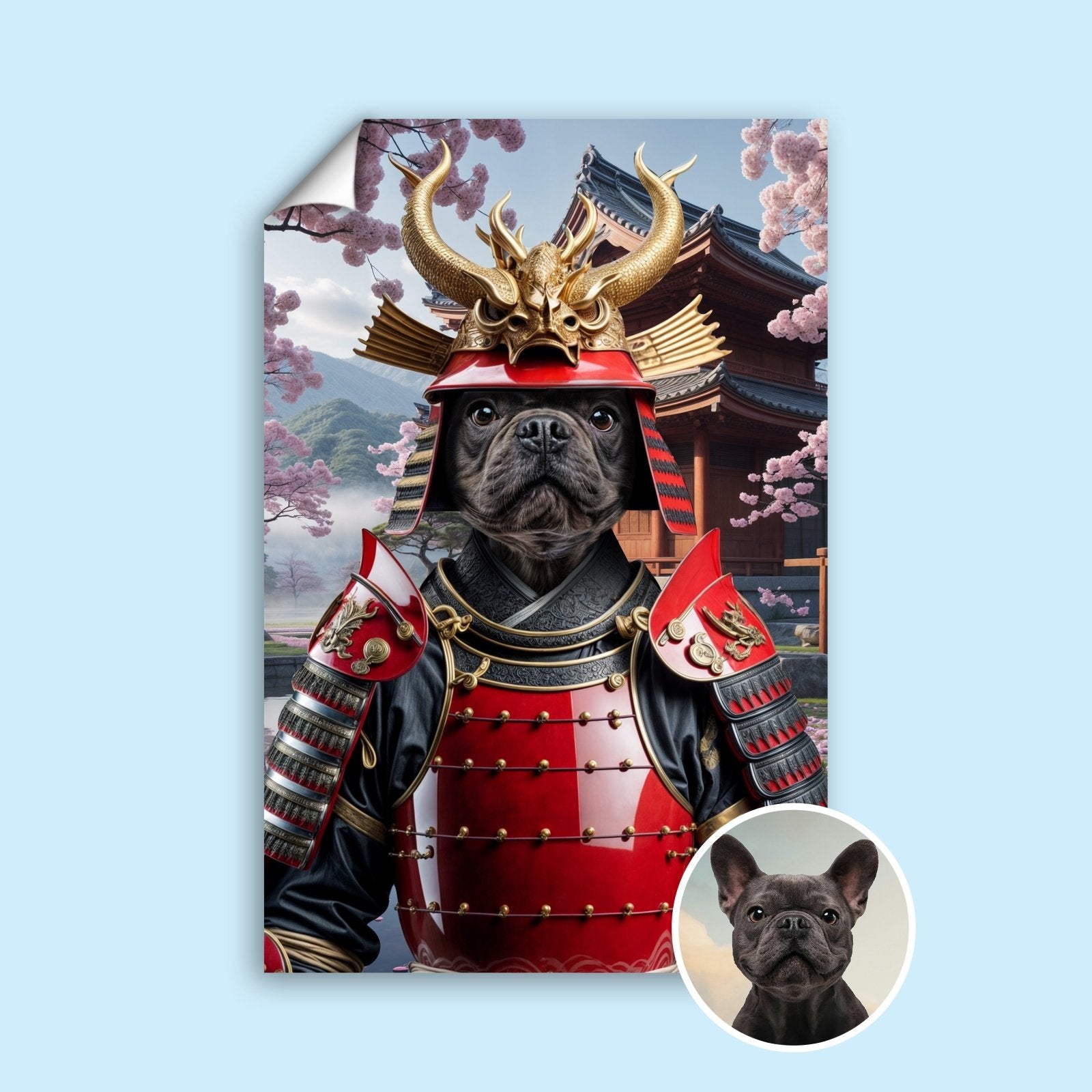 Japanese Pet Samurai - Custom Pet Portrait - 1 Pet - Furr and Family