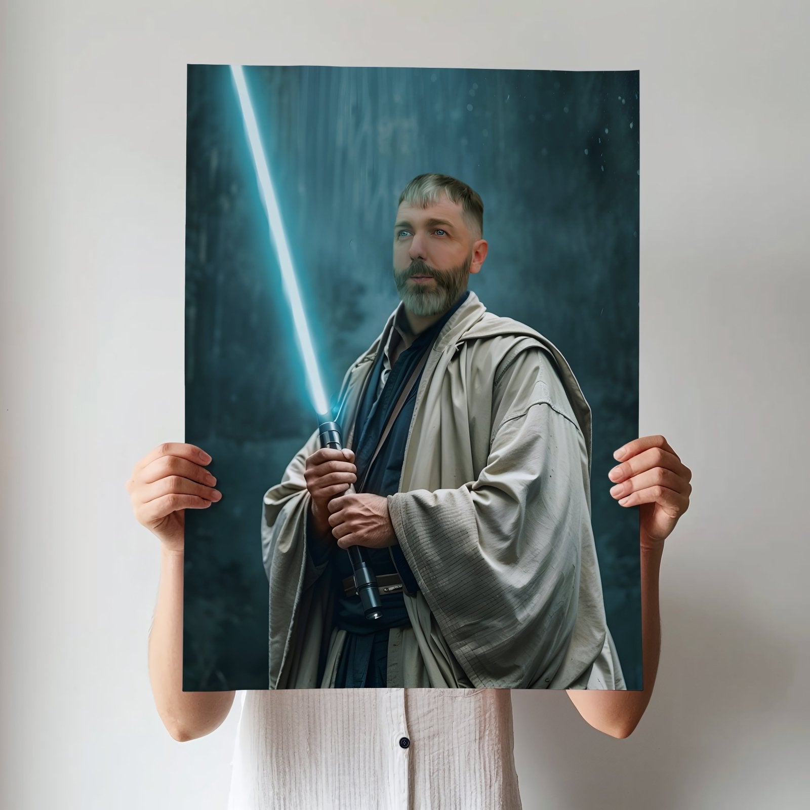 Jedi Knight Portrait – Star Wars Inspired Custom Art - Human Portrait - Male - Furr and Family