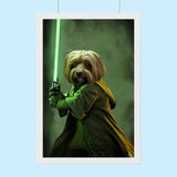Jedi Star Wars With Green - LightSaber - Custom Pet Portrait - 1 Pet - Furr and Family
