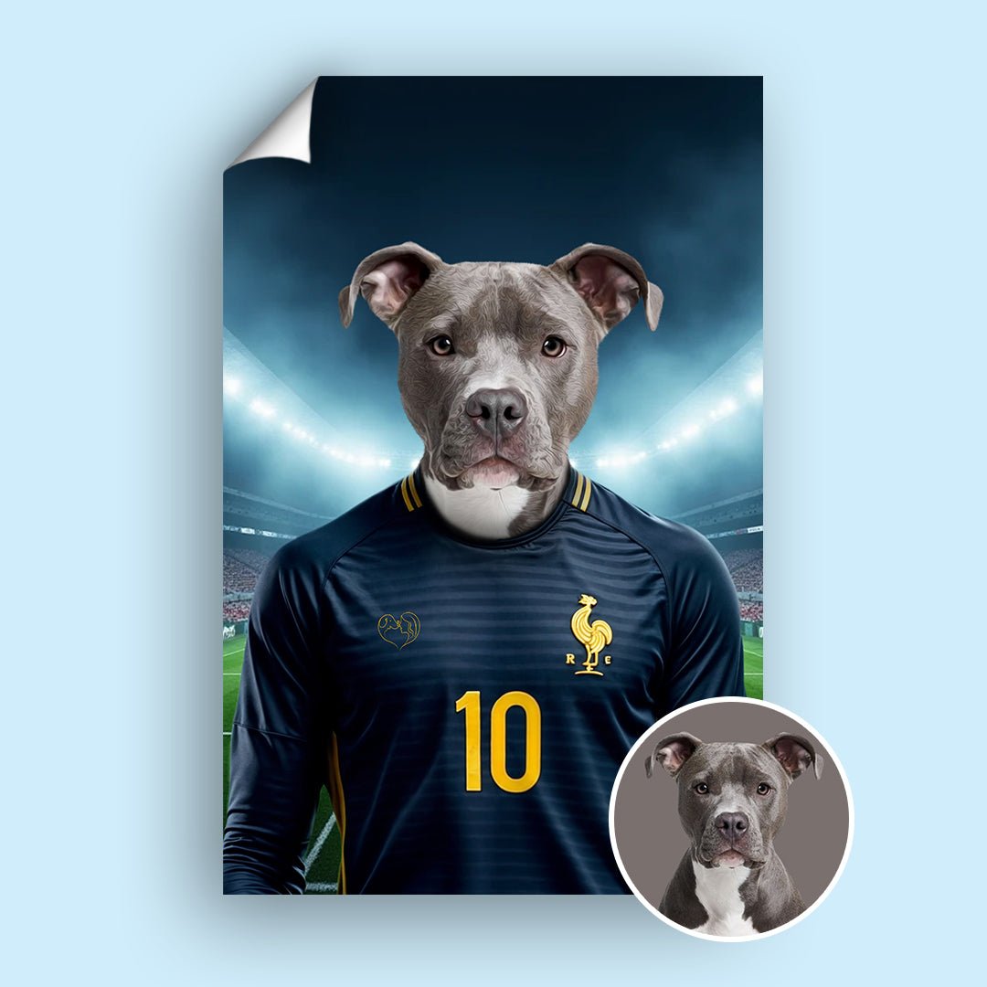 Kylian Mbappaw – Custom French Football Pet Portrait - 1 Pet - Furr and Family