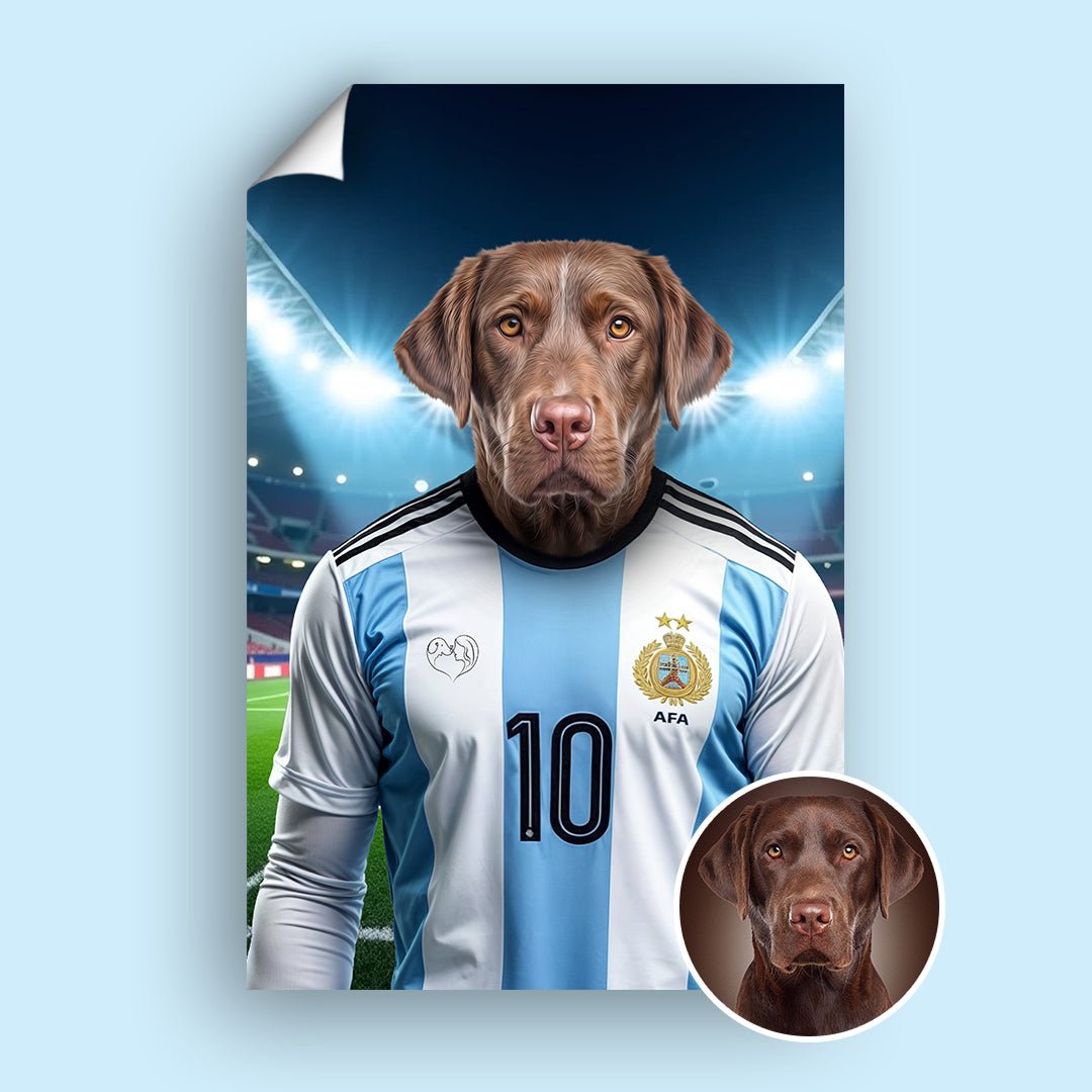 Leo Pawssi – Custom Argentina Footballer Pet Portrait - 1 Pet - Furr and Family