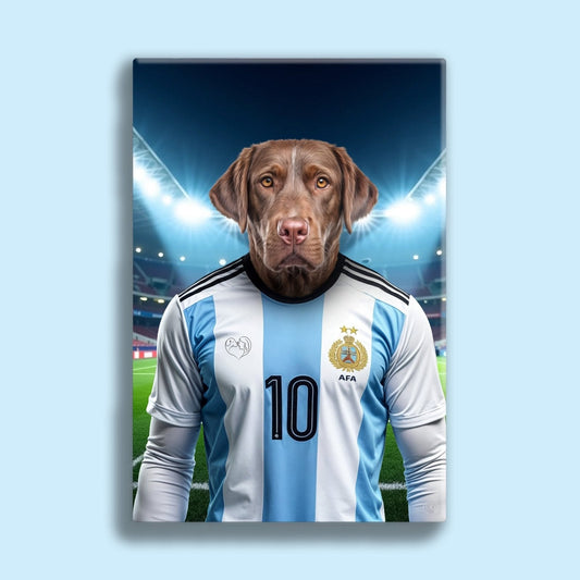 Leo Pawssi – Custom Argentina Footballer Pet Portrait - 1 Pet - Furr and Family