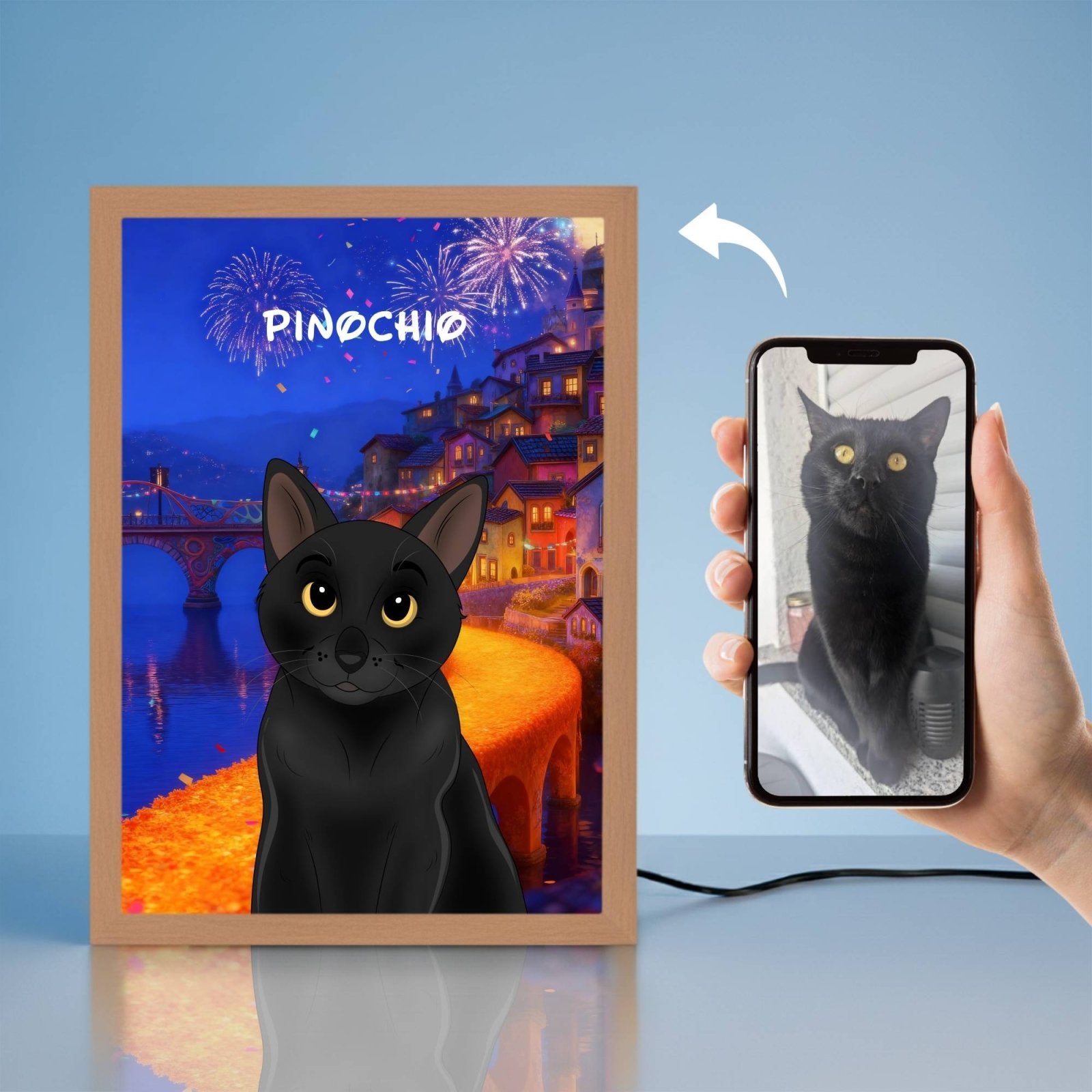 Magical Light LED Pet Portrait - Night Light Pet Portrait - 1 Pet - Furr and Family