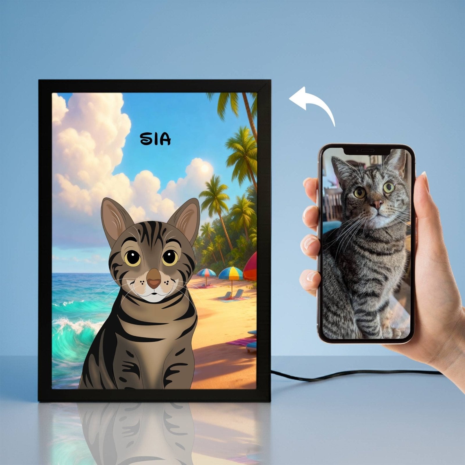 Magical Light LED Pet Portrait - Night Light Pet Portrait - 1 Pet - Furr and Family