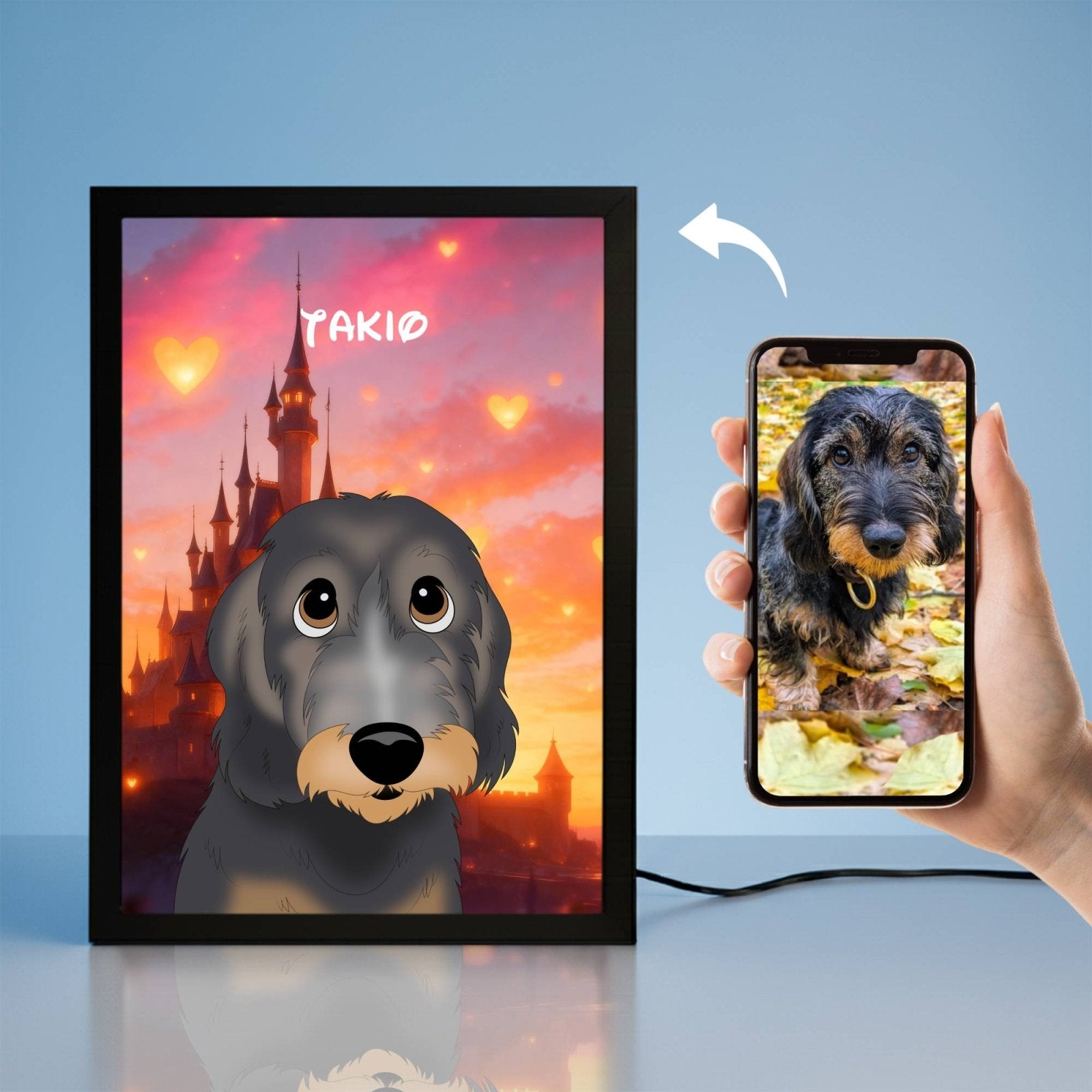 Magical Light LED Pet Portrait - Night Light Pet Portrait - 1 Pet - Furr and Family