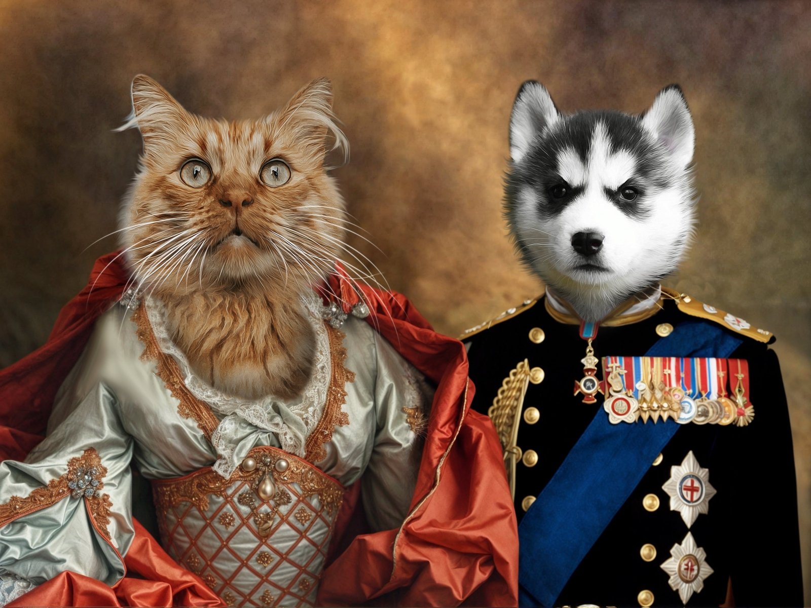 Majestic Duo – Custom Royal Multi - Pet Portrait - 2 Pets - Furr and Family