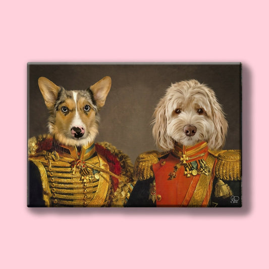 Majestic Military Duo - Custom Pet Portrait - 2 Pets - Furr and Family