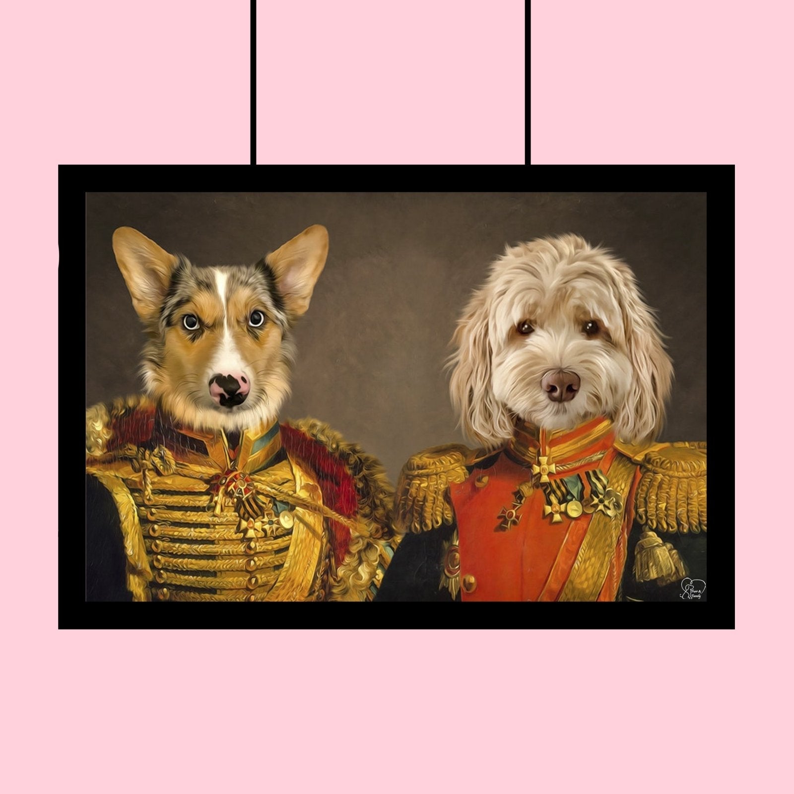 Majestic Military Duo - Custom Pet Portrait - 2 Pets - Furr and Family