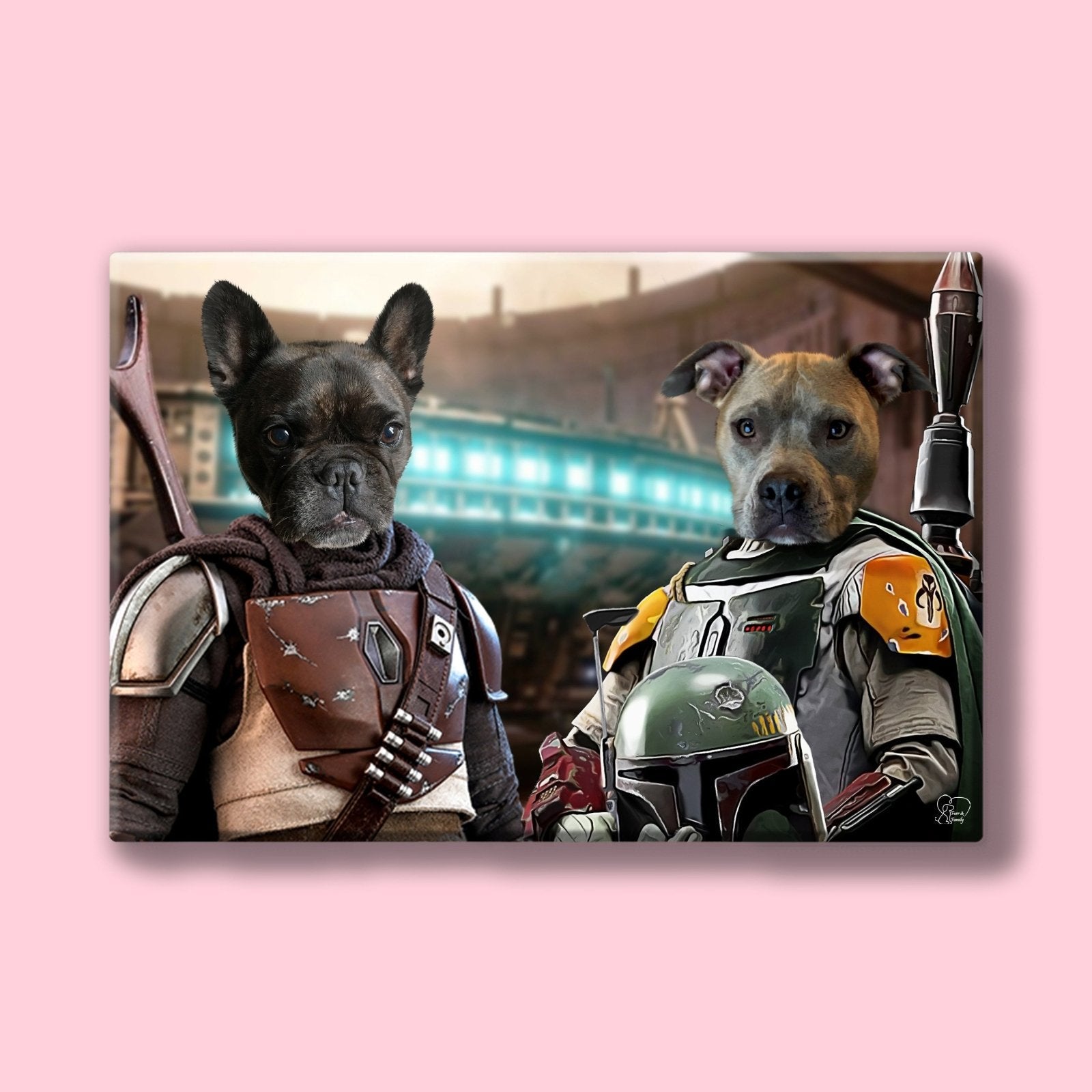 Mando and Grogu Star Wars - Custom Pet Portrait - 2 Pets - Furr and Family