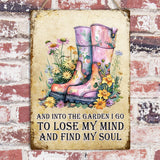 Into The Garden I Go Metal Tin Sign – Inspirational Garden Wall Decor