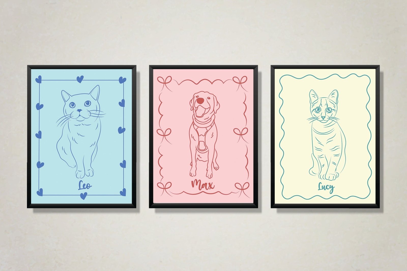 Minimalist Pet Line art - Custom Pet Portrait - 1 Pet - Furr and Family