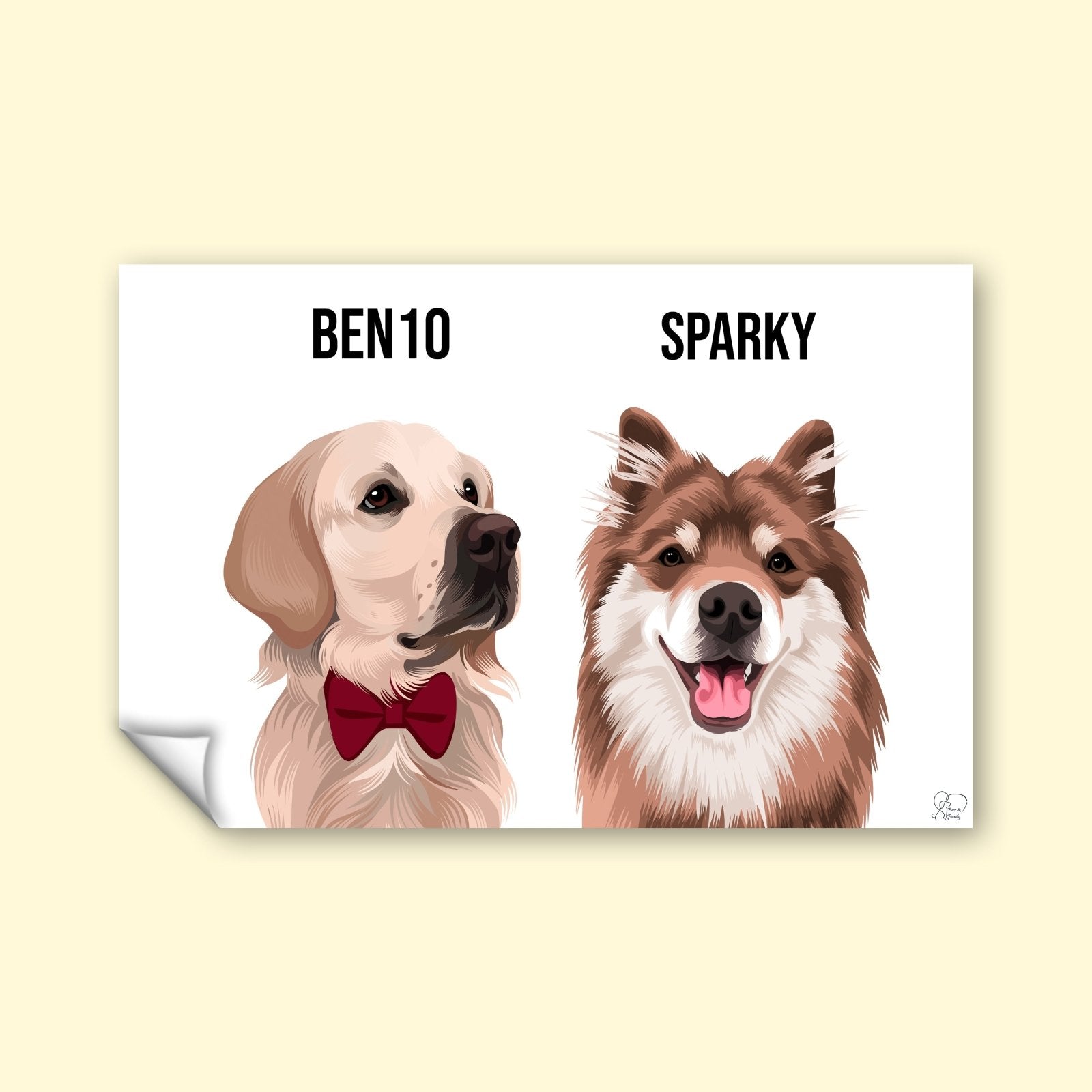 Modern Pet Vector - Custom Pet Portrait - 1 Pet - Furr and Family