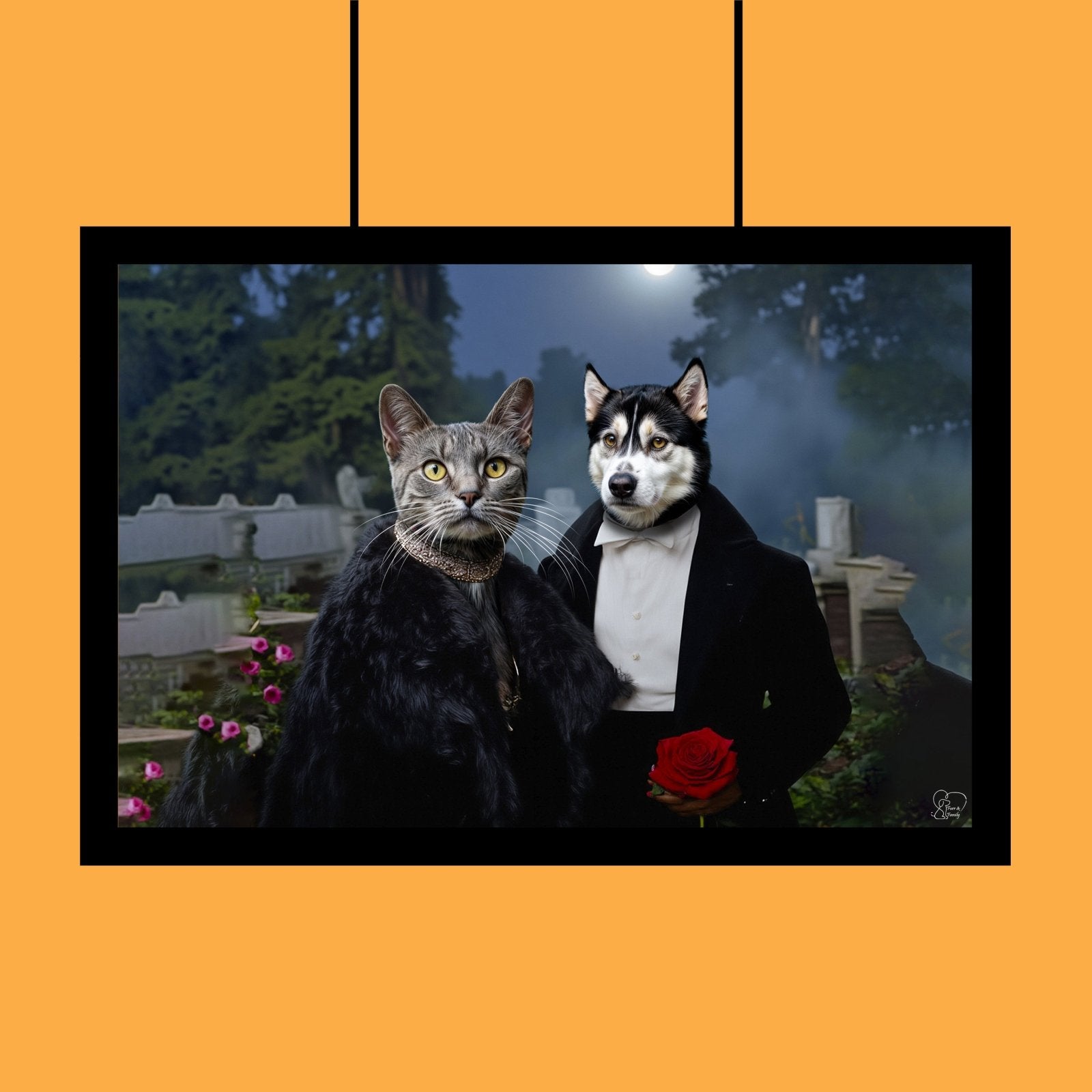 Mr & Mrs Vempire Halloween Pet Portrait - Custom Pet Portrait - 1 Pet - Furr and Family