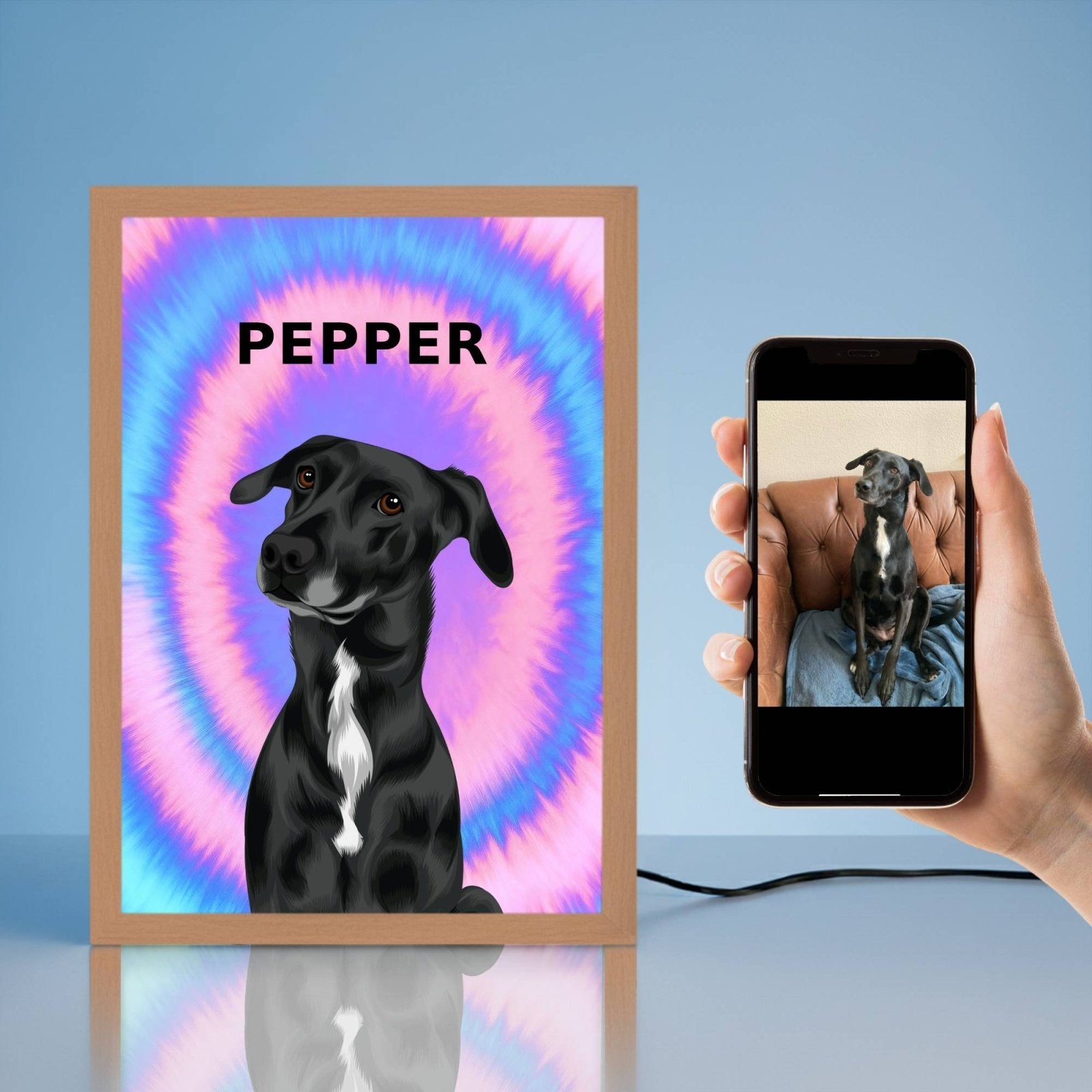 Night Light LED Pet Portrait - Night Light Pet Portrait - 1 Pet - Furr and Family