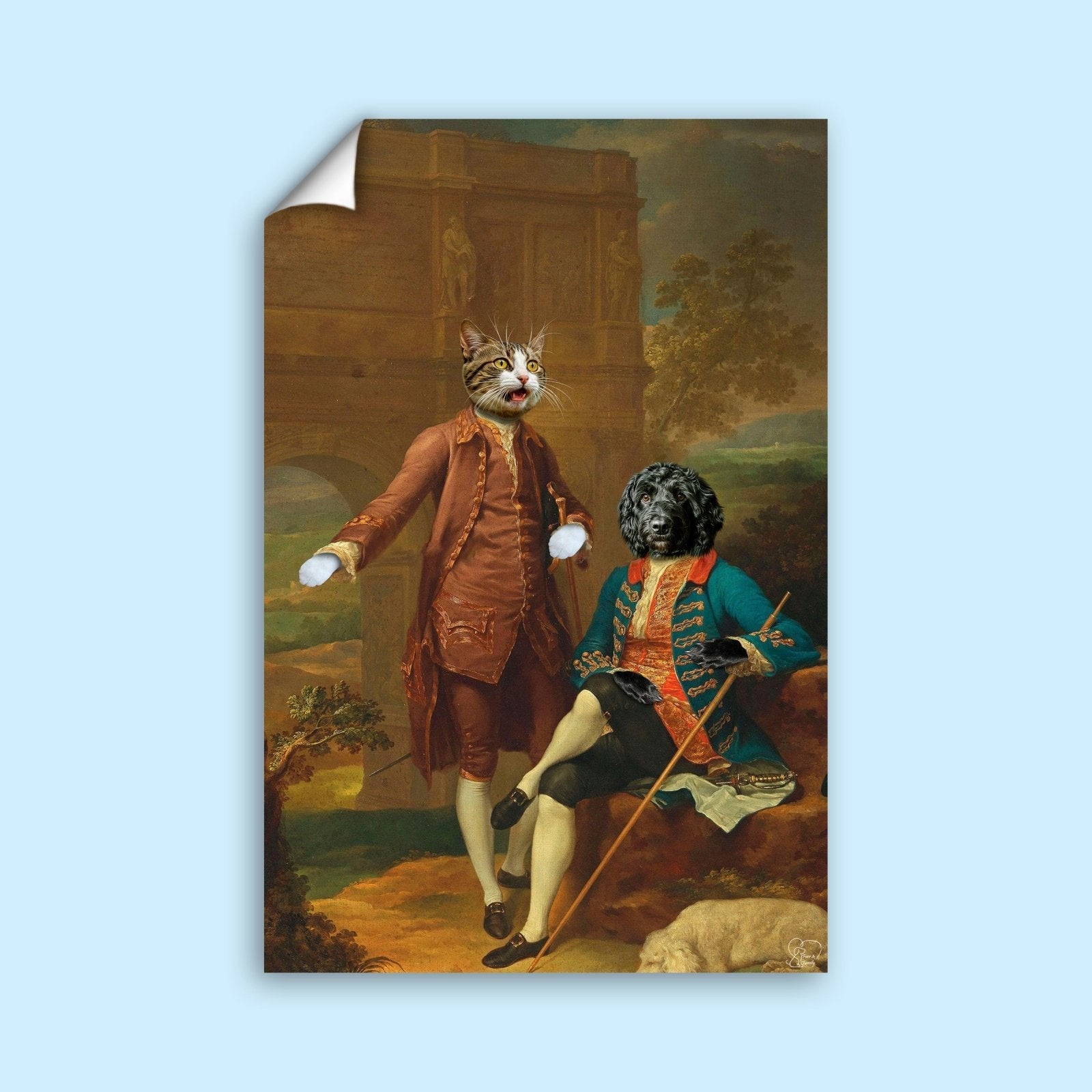 Noble Companions – Vintage Multi - Pet Portrait - 2 Pets - Furr and Family