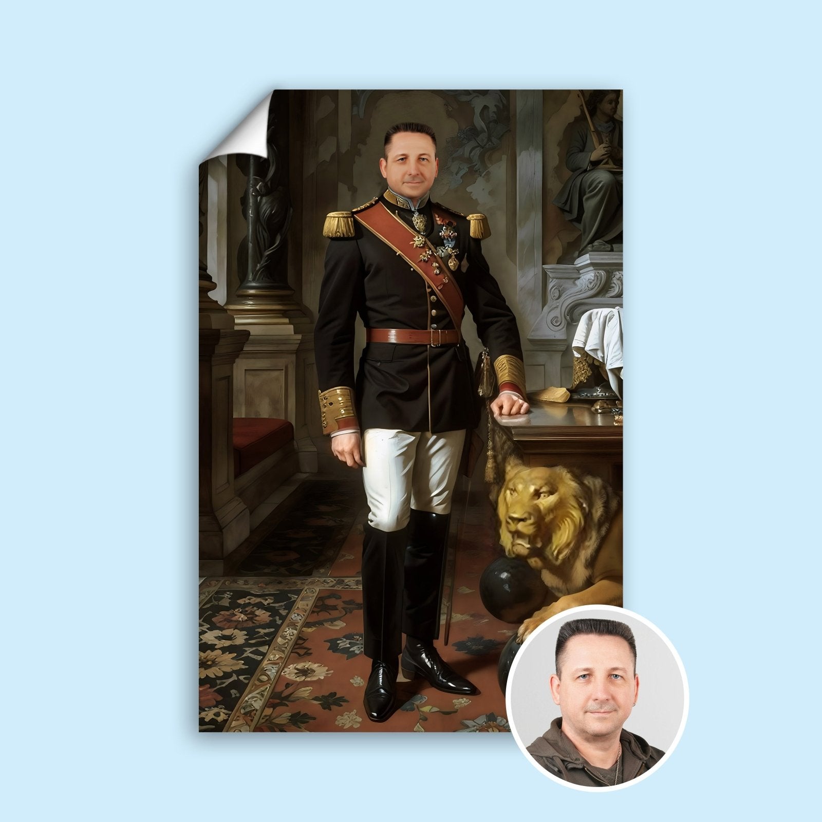 Noble Statesman with Lion Human Portrait - Human Portrait - Male - Furr and Family