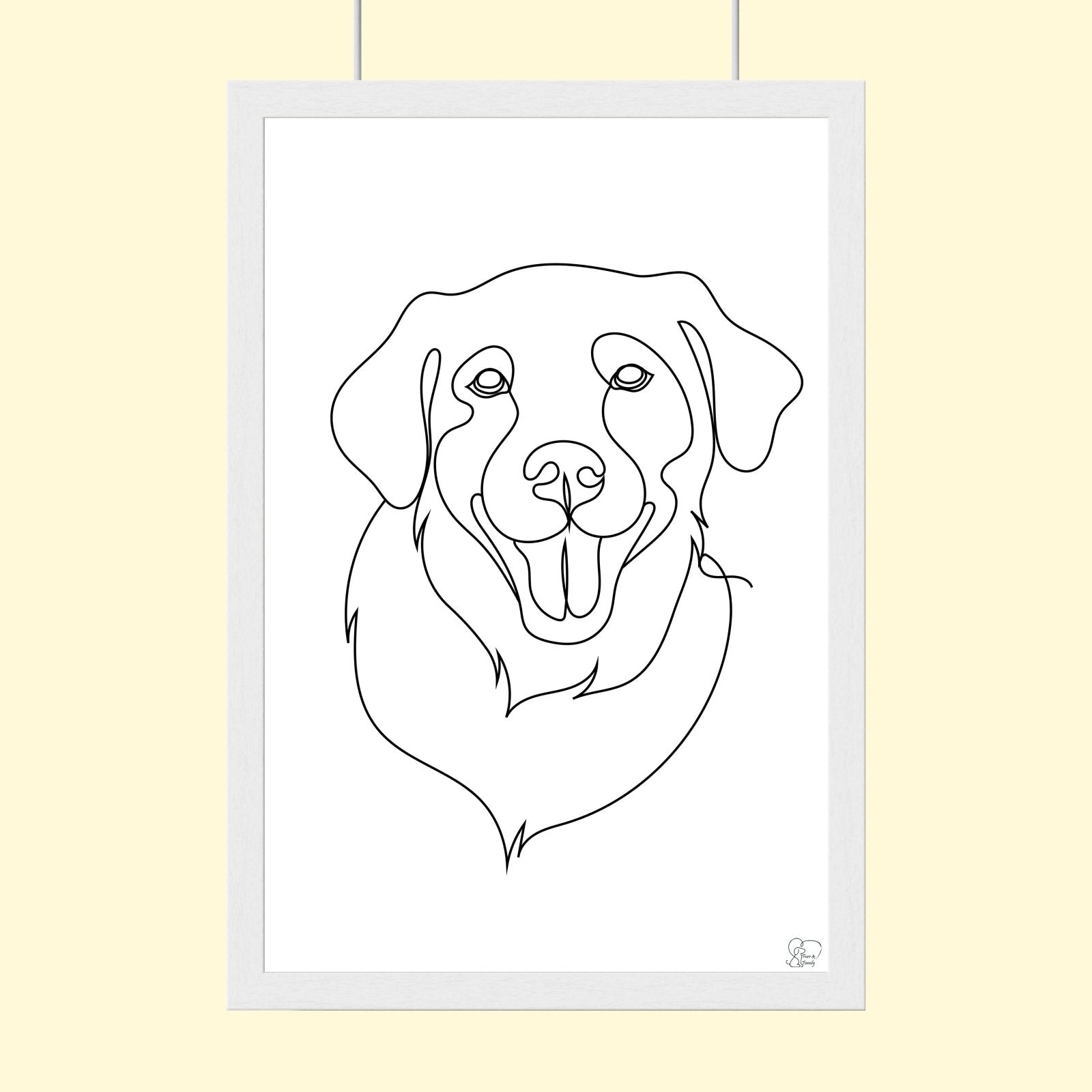 One line art Pet Drawing - Custom Pet Portrait - 1 Pet - Furr and Family