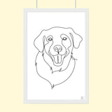 One line art Pet Drawing - Custom Pet Portrait - 1 Pet - Furr and Family