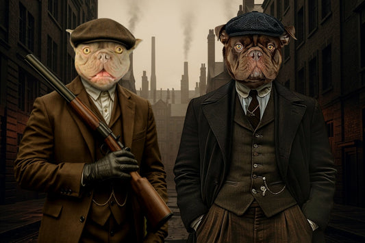 Peaky Blinder Brothers Pet Portrait - peaky blinder - 2 Pets - Furr and Family