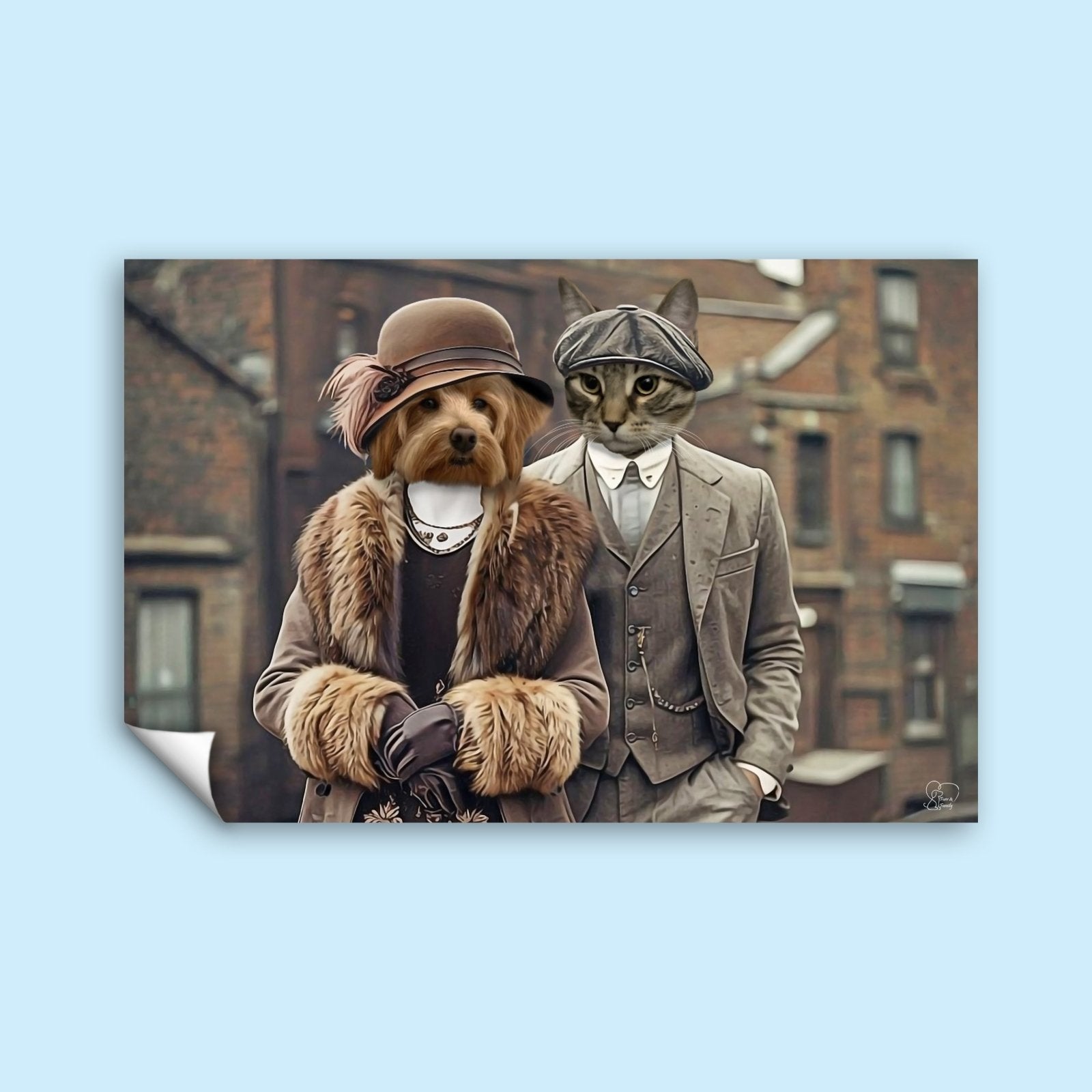 Peaky Blinders Couple Pet Portrait - Furr and Family - peaky blinder - 2 Pets - Furr and Family