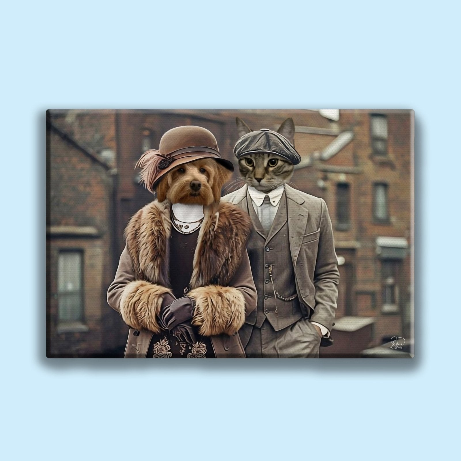 Peaky Blinders Couple Pet Portrait - Furr and Family - peaky blinder - 2 Pets - Furr and Family