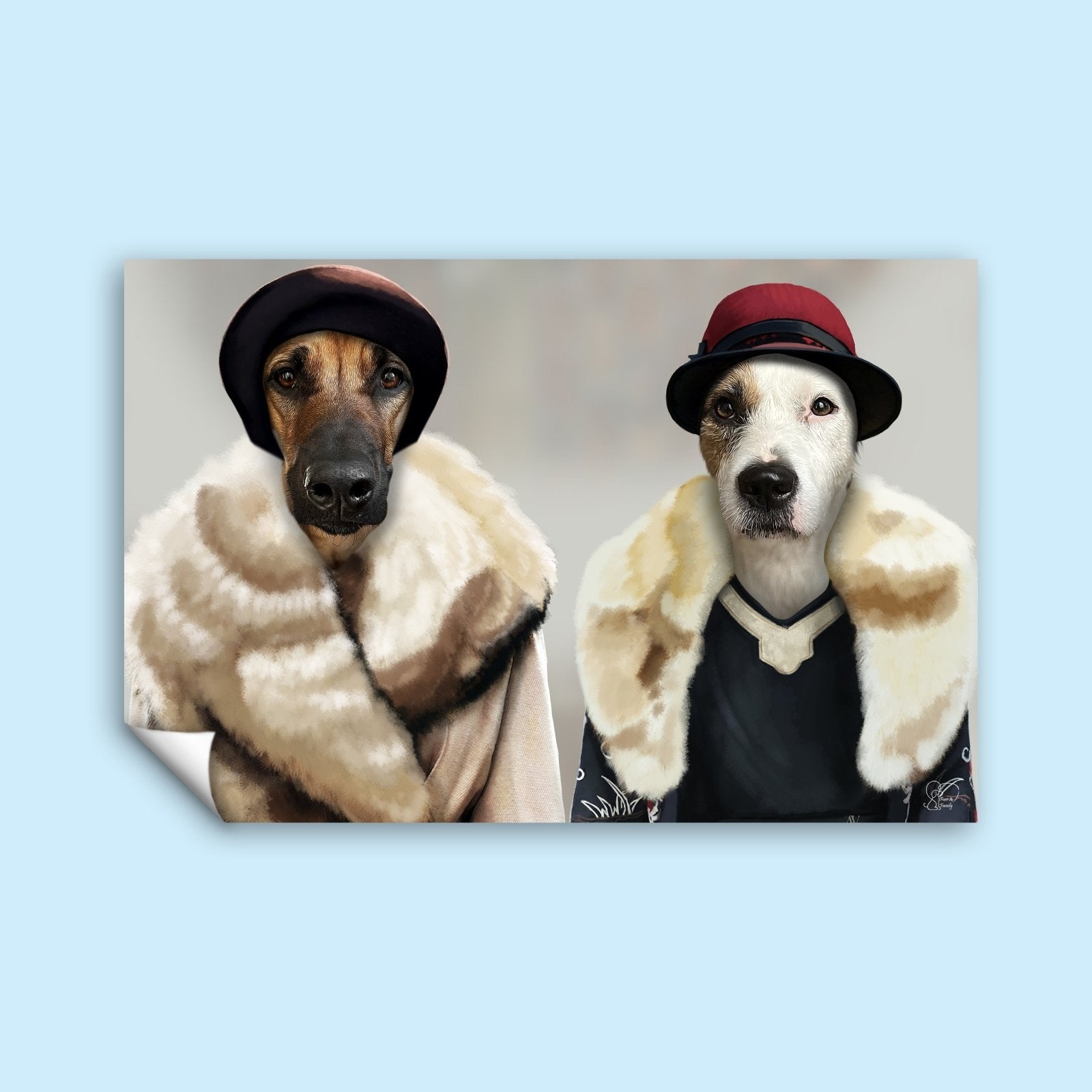 Peaky Blinders Ladies Pet Portrait – Custom Pet Portrait - peaky blinder - 2 Pets - Furr and Family