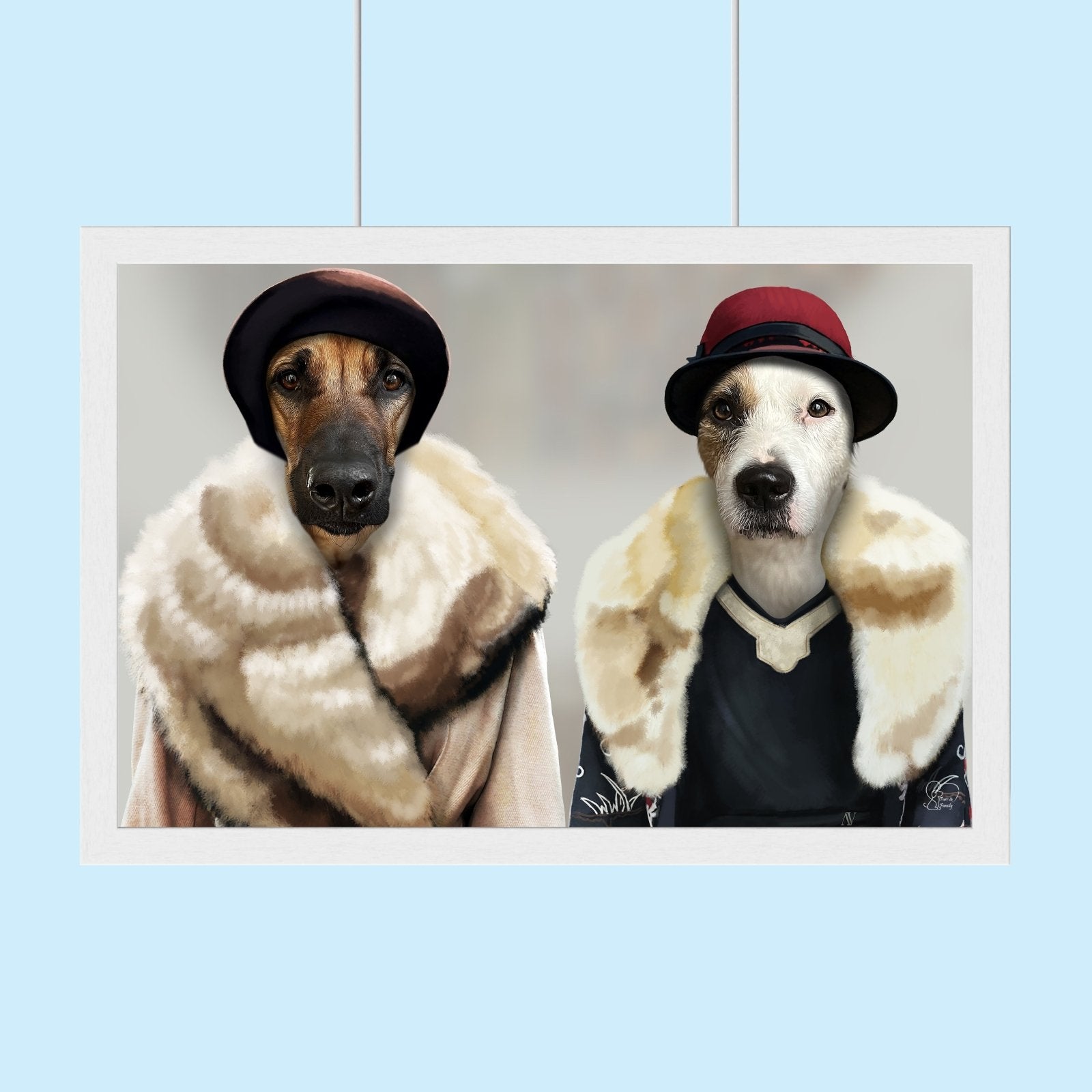 Peaky Blinders Ladies Pet Portrait – Custom Pet Portrait - peaky blinder - 2 Pets - Furr and Family