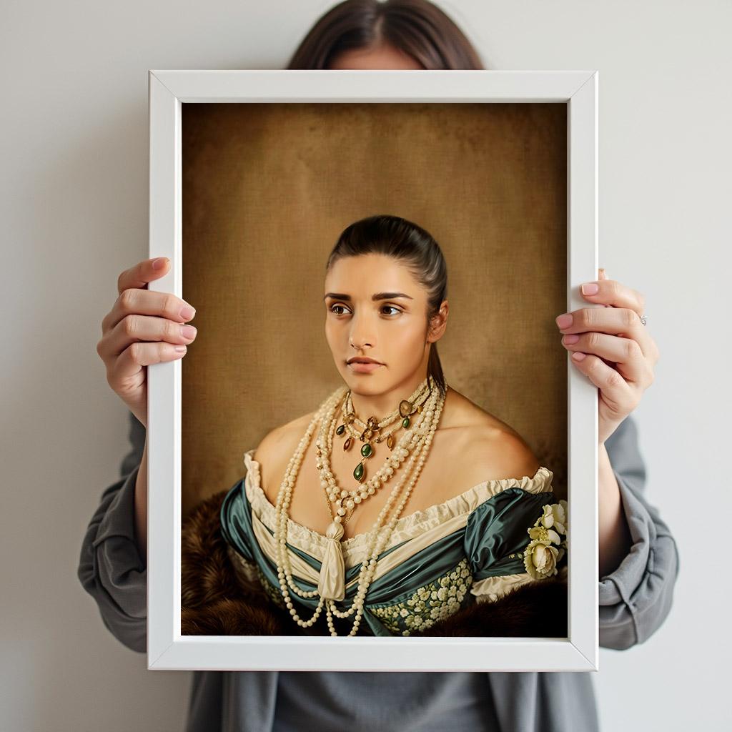 Pearl Adorned Queen Renaissance Portrait - Human Portrait - Female - Furr and Family