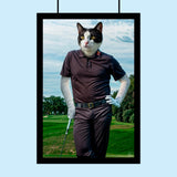 Personalized Golf Cat Portrait | Custom Pet Golfer Canvas Art - 1 Pet - Furr and Family