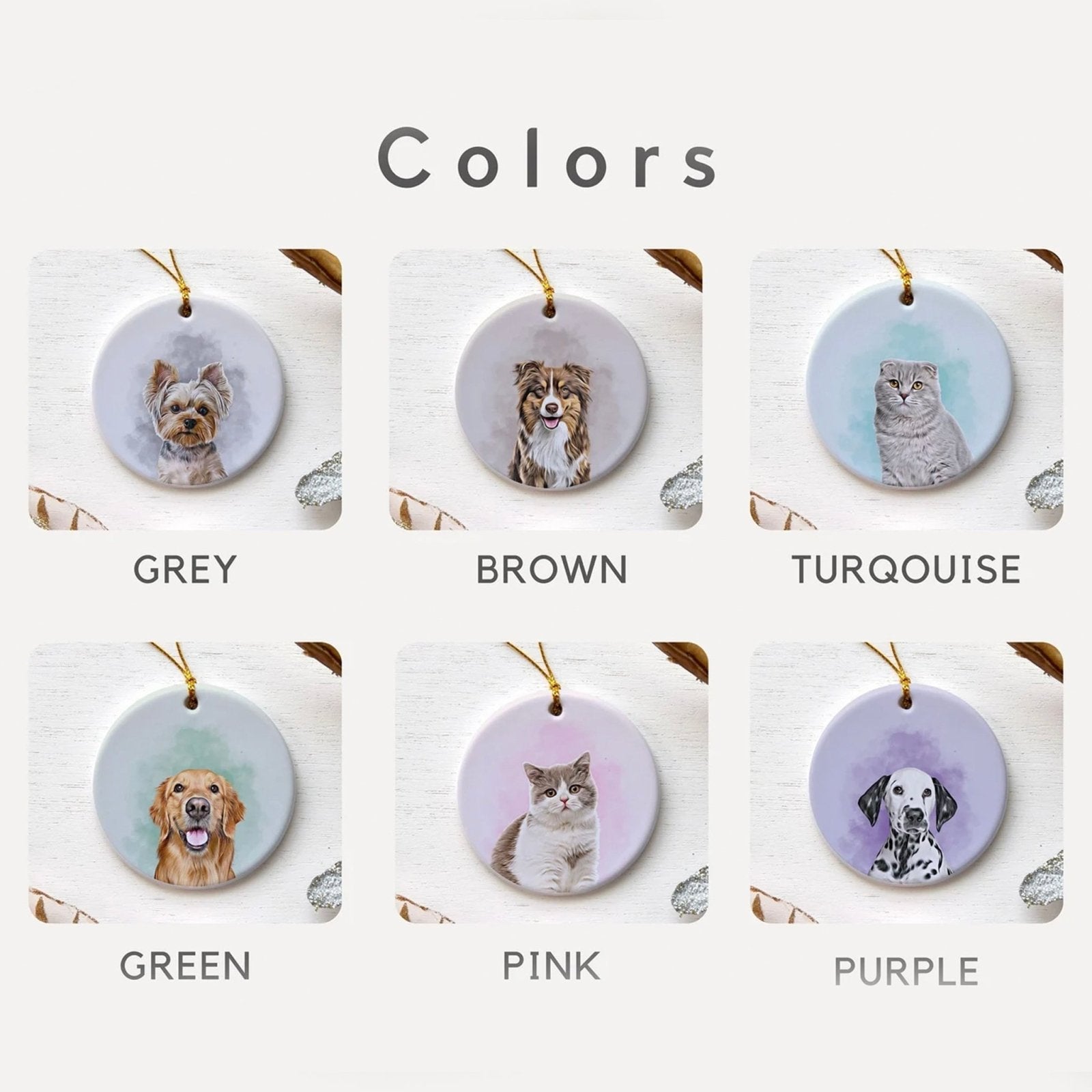 Personalized Pet Watercolor Ornament - Keepsake Christmas Ornament - 1 Pet - Furr and Family