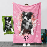 Personalized Watercolor Pet Blanket - Pet Watercolor Style - Blanket - 1 Pet - Furr and Family