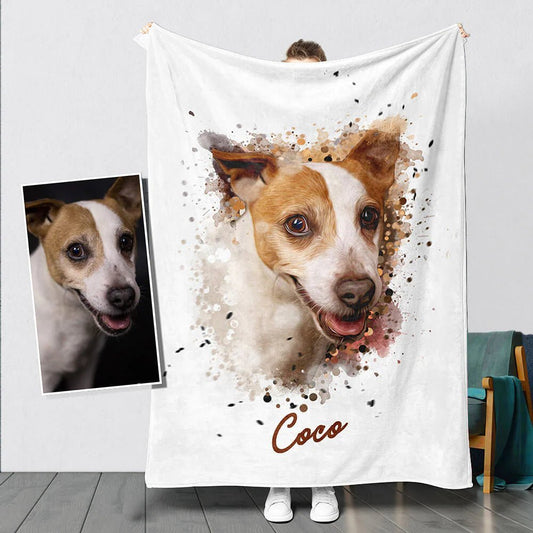 Personalized Watercolor Pet Blanket - Pet Watercolor Style - Blanket - 1 Pet - Furr and Family