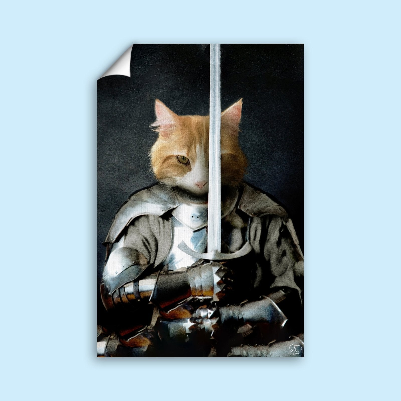 Pet Armed Warrior – Custom Pet Portrait - 1 Pet - Furr and Family