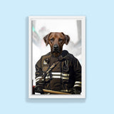 Pet Firefighter - Custom Pet Portrait - 1 Pet - Furr and Family