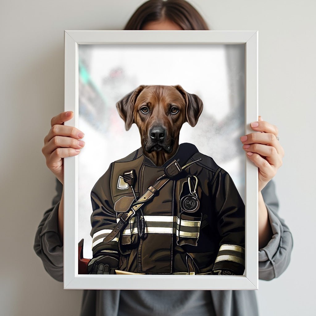 Pet Firefighter - Custom Pet Portrait - 1 Pet - Furr and Family