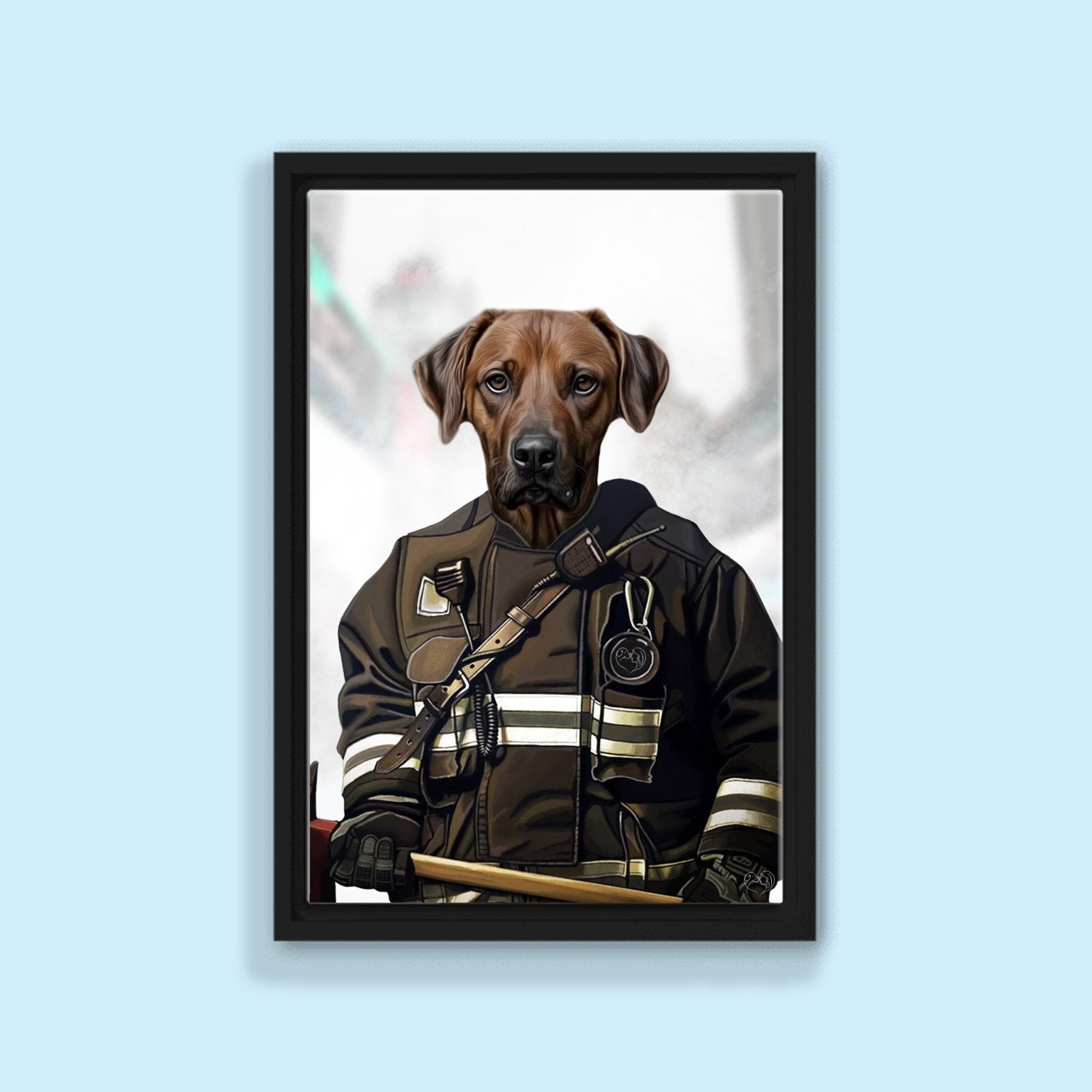 Pet Firefighter - Custom Pet Portrait - 1 Pet - Furr and Family