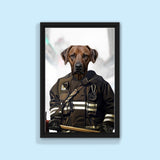 Pet Firefighter - Custom Pet Portrait - 1 Pet - Furr and Family