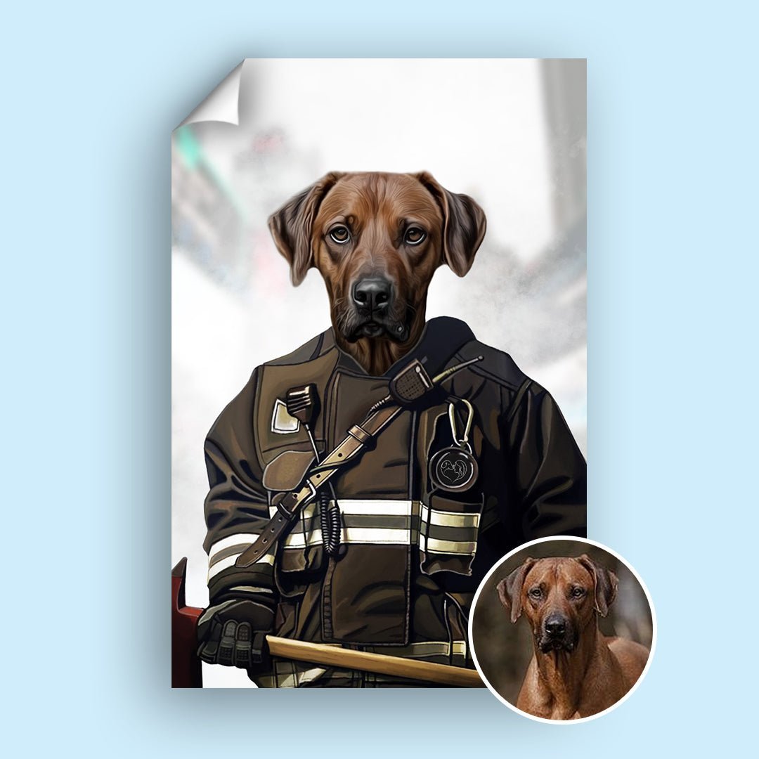 Pet Firefighter - Custom Pet Portrait - 1 Pet - Furr and Family
