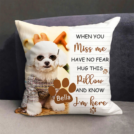Pet Memorial Pillow with Dog Portrait Personalized Sympathy Gift for Loss of Pet - 1 Pet - Furr and Family
