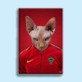 Portuguese Football Champion Sphynx Cat Custom Pet Portrait | Personalized Pet Art - 1 Pet - Furr and Family