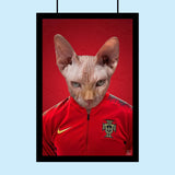 Portuguese Football Champion Sphynx Cat Custom Pet Portrait | Personalized Pet Art - 1 Pet - Furr and Family