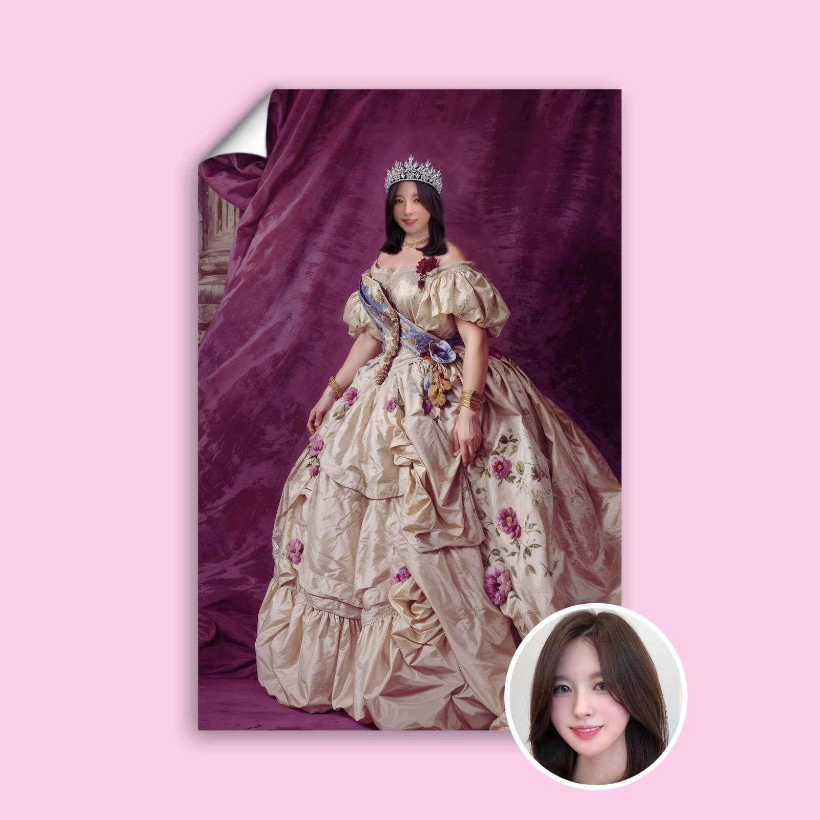 Purple Floral Queen Portrait - Human Portrait - Female - Furr and Family