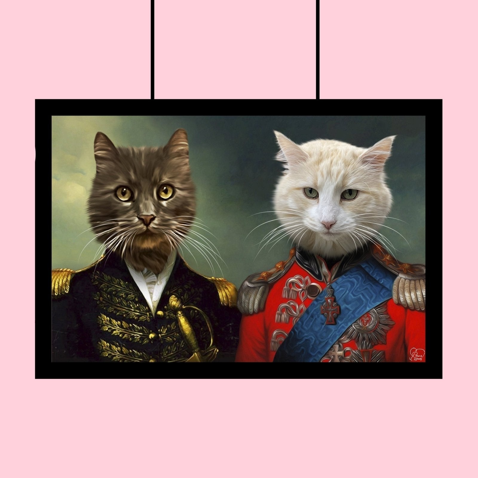 Purr - fect Generals - Custom Pet Portrait - 2 Pets - Furr and Family