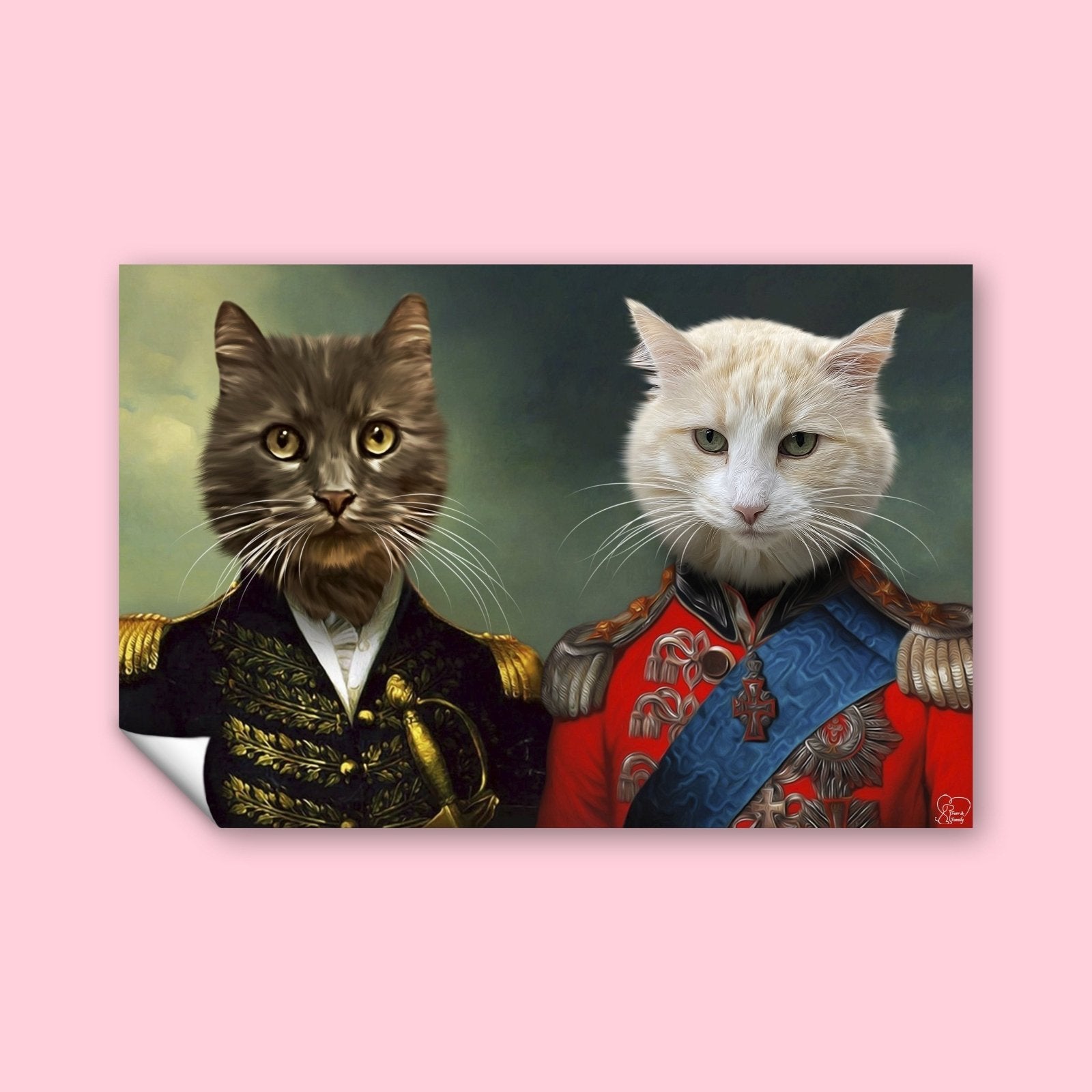 Purr - fect Generals - Custom Pet Portrait - 2 Pets - Furr and Family
