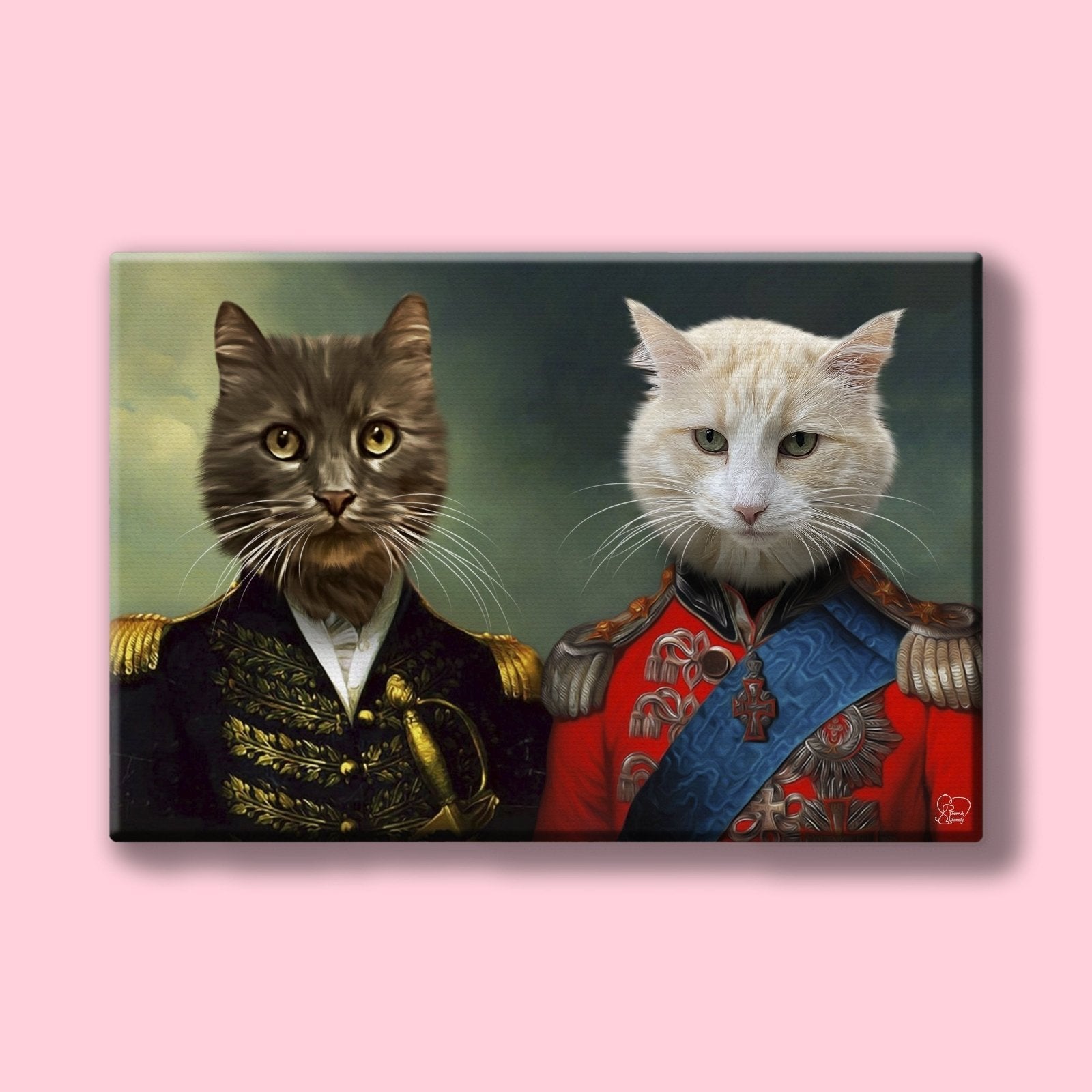 Purr - fect Generals - Custom Pet Portrait - 2 Pets - Furr and Family
