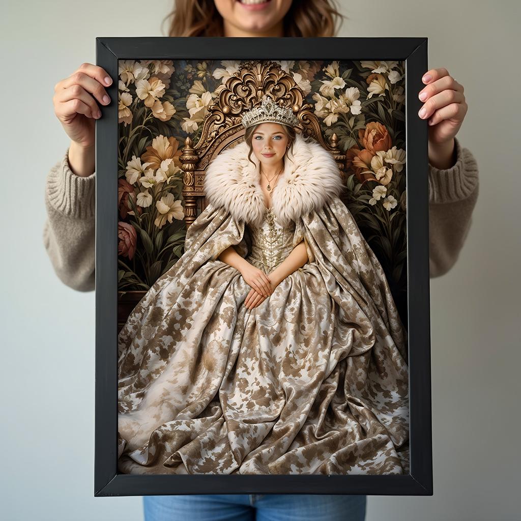 Regal Blossom Queen Custom Portrait - Human Portrait - Female - Furr and Family