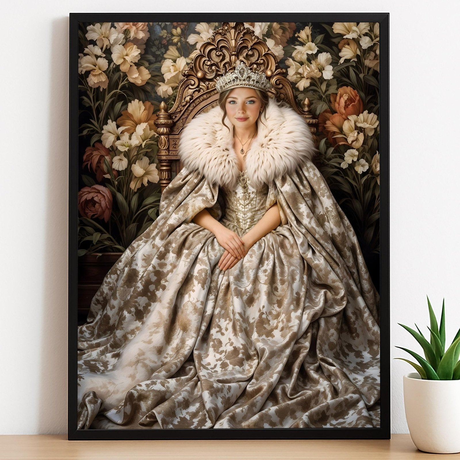 Regal Blossom Queen Custom Portrait - Human Portrait - Female - Furr and Family
